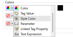 Choosing to use the linked Style color for text instead of a single color.